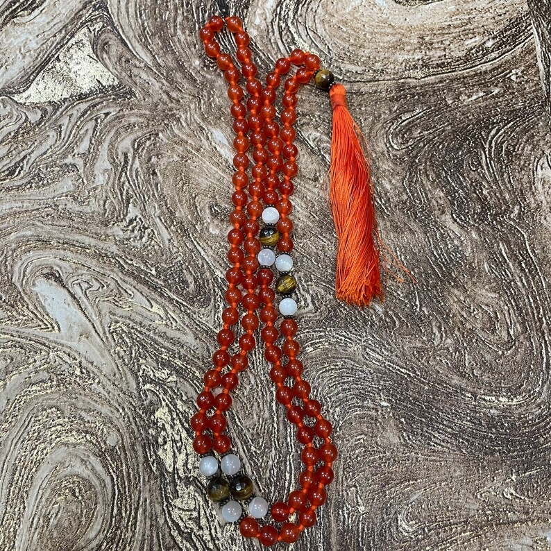 Red Carnelian Stone Mala 8.50mm 109 Carnelian Beads Mala Red Stone Prayer Jaap Mala - Image 5