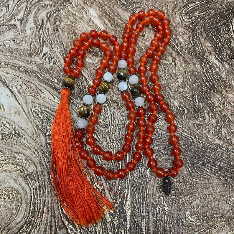 Red Carnelian Stone Mala 8.50mm 109 Carnelian Beads Mala Red Stone Prayer Jaap Mala - Image 6
