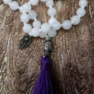 Natural White Agate Stone Mala 108 Agate Beads Mala 9MM Agate Beads Mala White Stone Prayer Jaap Mala - Image 4