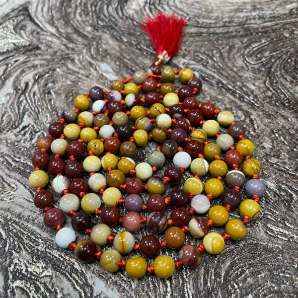 Natural Mookaite Stone Mala 9 mm Mookaite Beads Necklace Mala Mookaite Jasper Chanting Rosary 108 Yellow Beads Jaap Mala