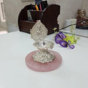 Ganesha Lamp on Rose Quartz Stone, German Silver Lamp for Unique Corporate Gifts, Premium, Luxury Gifts - Image 4