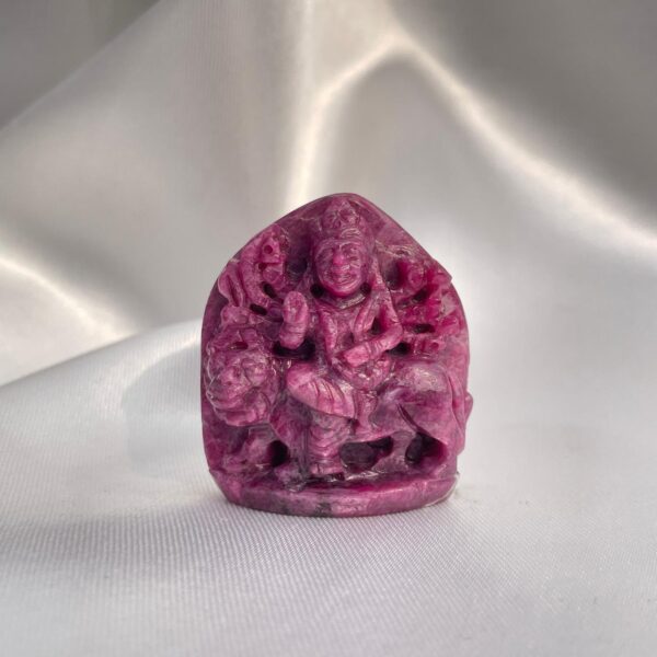 Original Ruby Maa Durga Idol, Red Ruby Goddess Durga Idol for Worship & Gifts