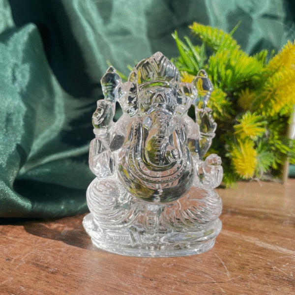 Rock Crystal Ganesha Statue 3.40" White Sphatik Idol for Worship, Spiritual Décor Gift with Lab Certificate - Image 7