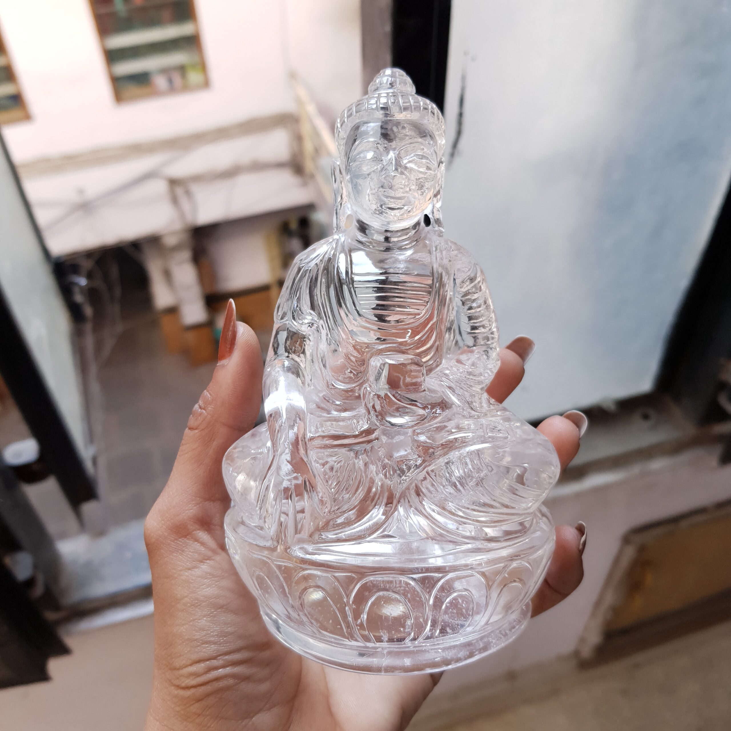 Original Crystal Sphatik Buddha Idol Statue, 14.49 CM Carved Buddha for Meditation - Image 5