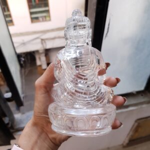 Original Crystal Sphatik Buddha Idol Statue, 14.49 CM Carved Buddha for Meditation - Image 6