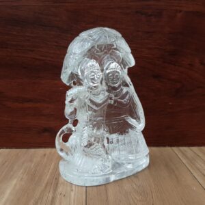 Crystal Sphatik Radha-Krishna Statue Idol, 5.25" White Lab Certified, Meditation & Puja Room Décor - Image 3