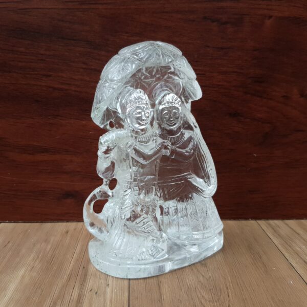 Crystal Sphatik Radha-Krishna Statue Idol, 5.25" White Lab Certified, Meditation & Puja Room Décor - Image 3