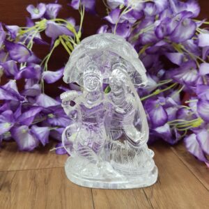 Crystal Sphatik Radha-Krishna Statue Idol, 5.25" White Lab Certified, Meditation & Puja Room Décor - Image 6