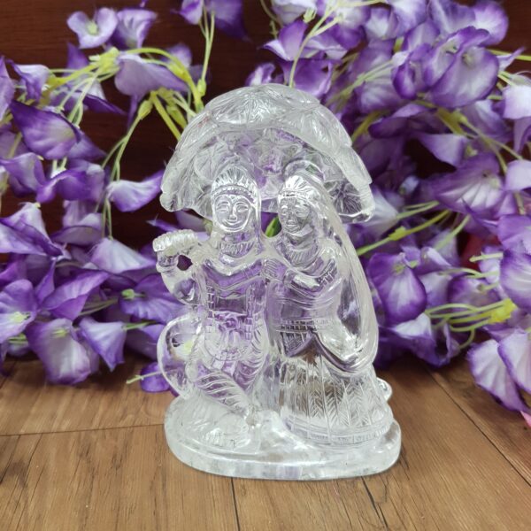 Crystal Sphatik Radha-Krishna Statue Idol, 5.25" White Lab Certified, Meditation & Puja Room Décor - Image 6