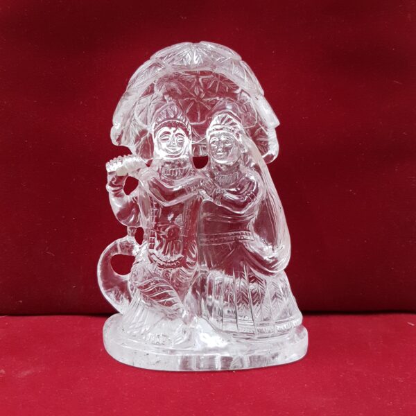 Crystal Sphatik Radha-Krishna Statue Idol, 5.25" White Lab Certified, Meditation & Puja Room Décor - Image 7