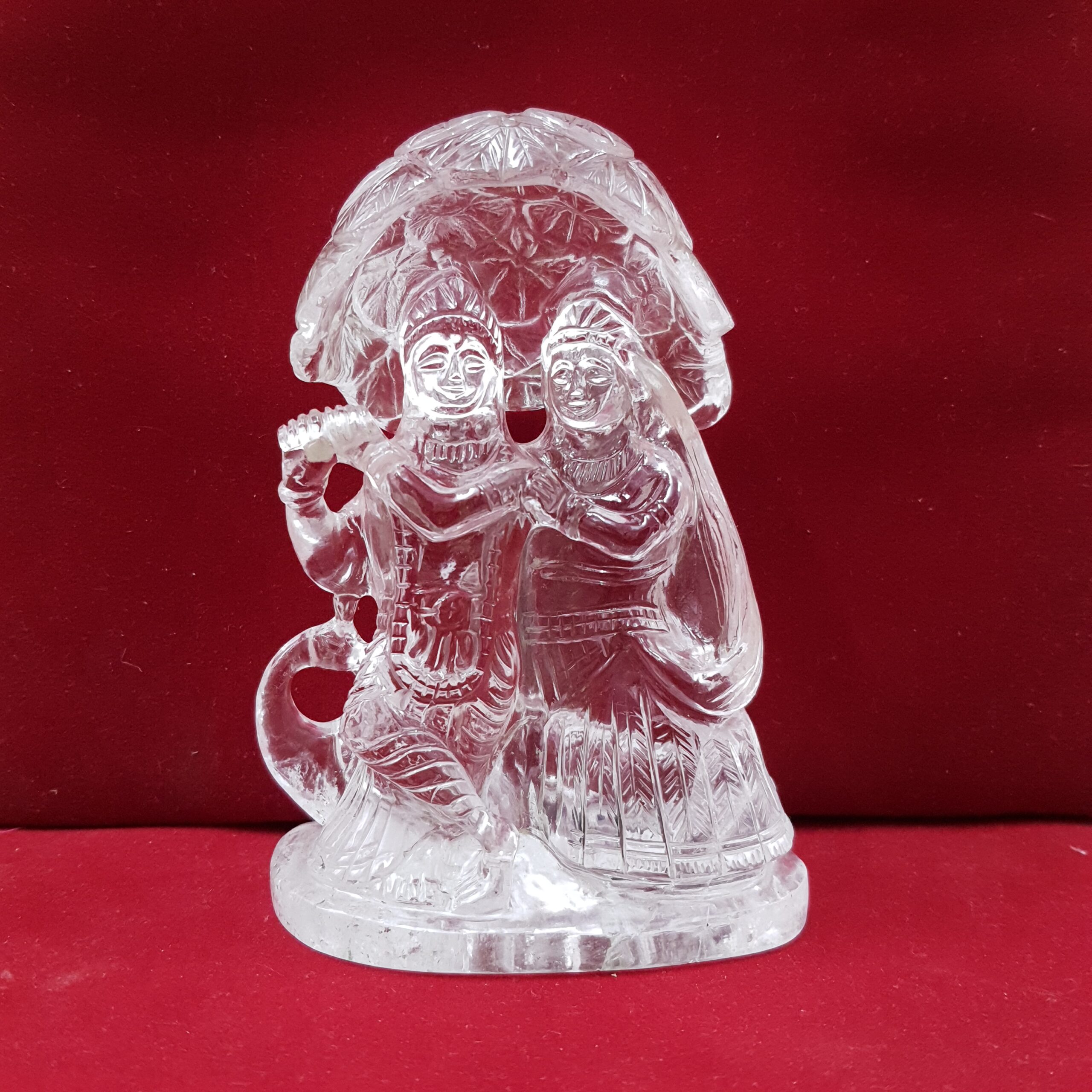 Crystal Sphatik Radha-Krishna Statue Idol, 5.25" White Lab Certified, Meditation & Puja Room Décor - Image 7