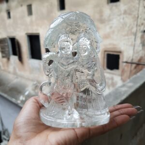 Crystal Sphatik Radha-Krishna Statue Idol, 5.25" White Lab Certified, Meditation & Puja Room Décor - Image 9