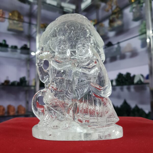 Crystal Sphatik Radha-Krishna Statue Idol, 5.25" White Lab Certified, Meditation & Puja Room Décor - Image 11