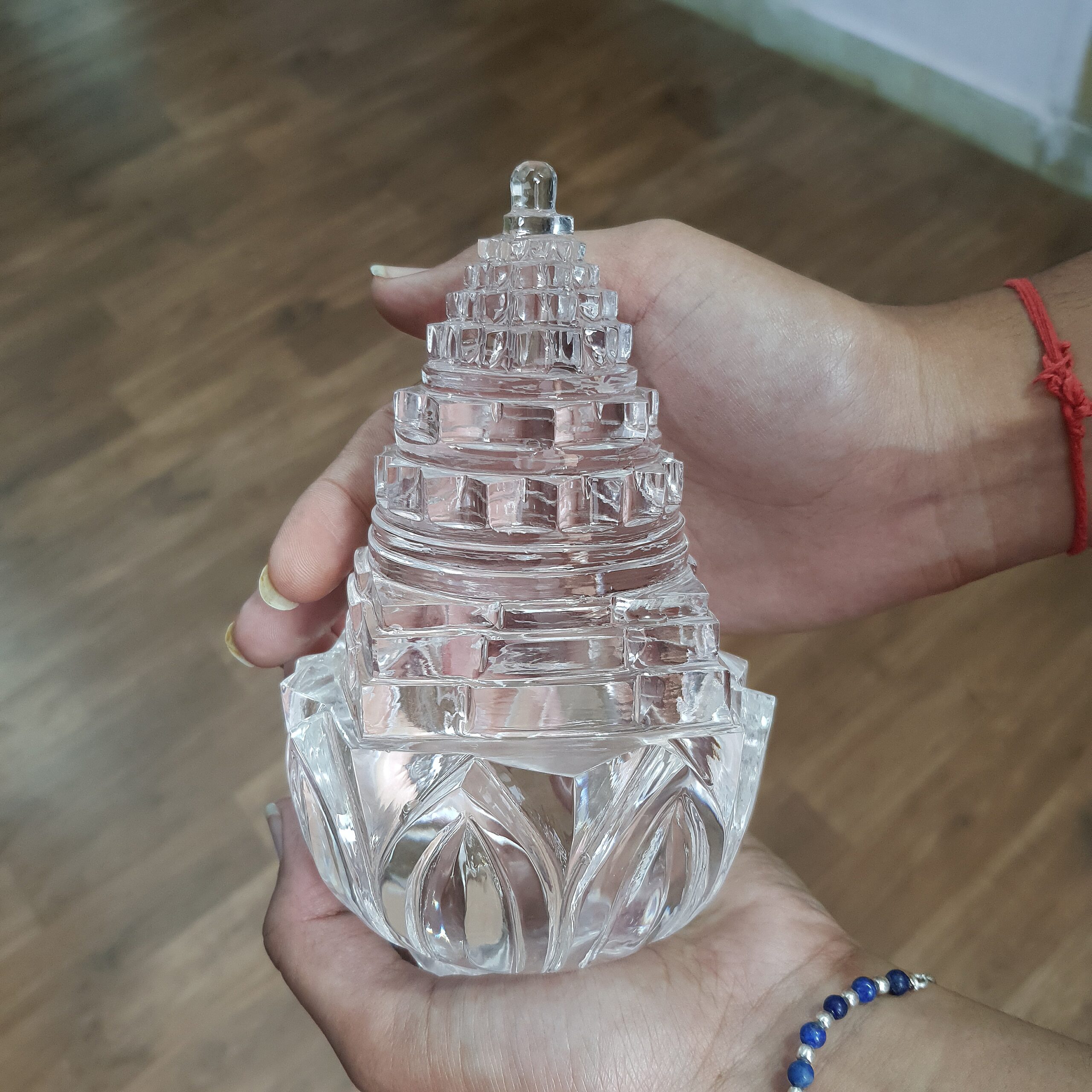 Crystal Lotus Shree Yantra, 6" Super Clean & Lab Certified Crystal Shri Yantra on Lotus, Auspicious Crystal Shree Yantra for Home & Pooja Room - Image 9