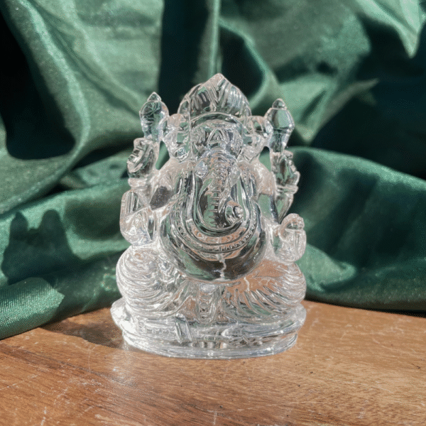 Rock Crystal Ganesha Statue 3.40" White Sphatik Idol for Worship, Spiritual Décor Gift with Lab Certificate - Image 10