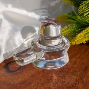 Sphatik Crystal Shivling Idol, 2.35" White Crystal Sphatik Shivling, Healing Crystals Idols