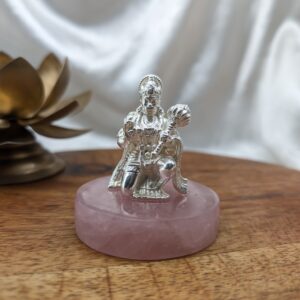 925 Silver Hanuman Statue on Rose Quartz Stone, Handcrafted Spiritual Décor for Home, Perfect Gift for Festivals & Blessings - Image 10