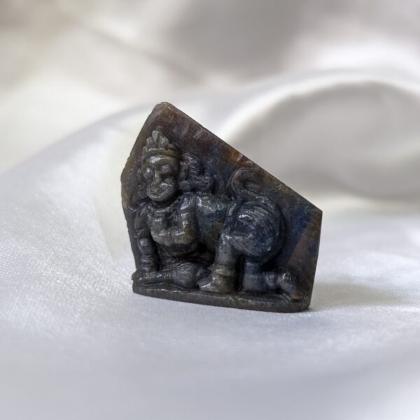 Original Blue Sapphire Hanuman Idol, Unheated Blue Sapphire, Lab Certified Sapphire Idol - Image 2