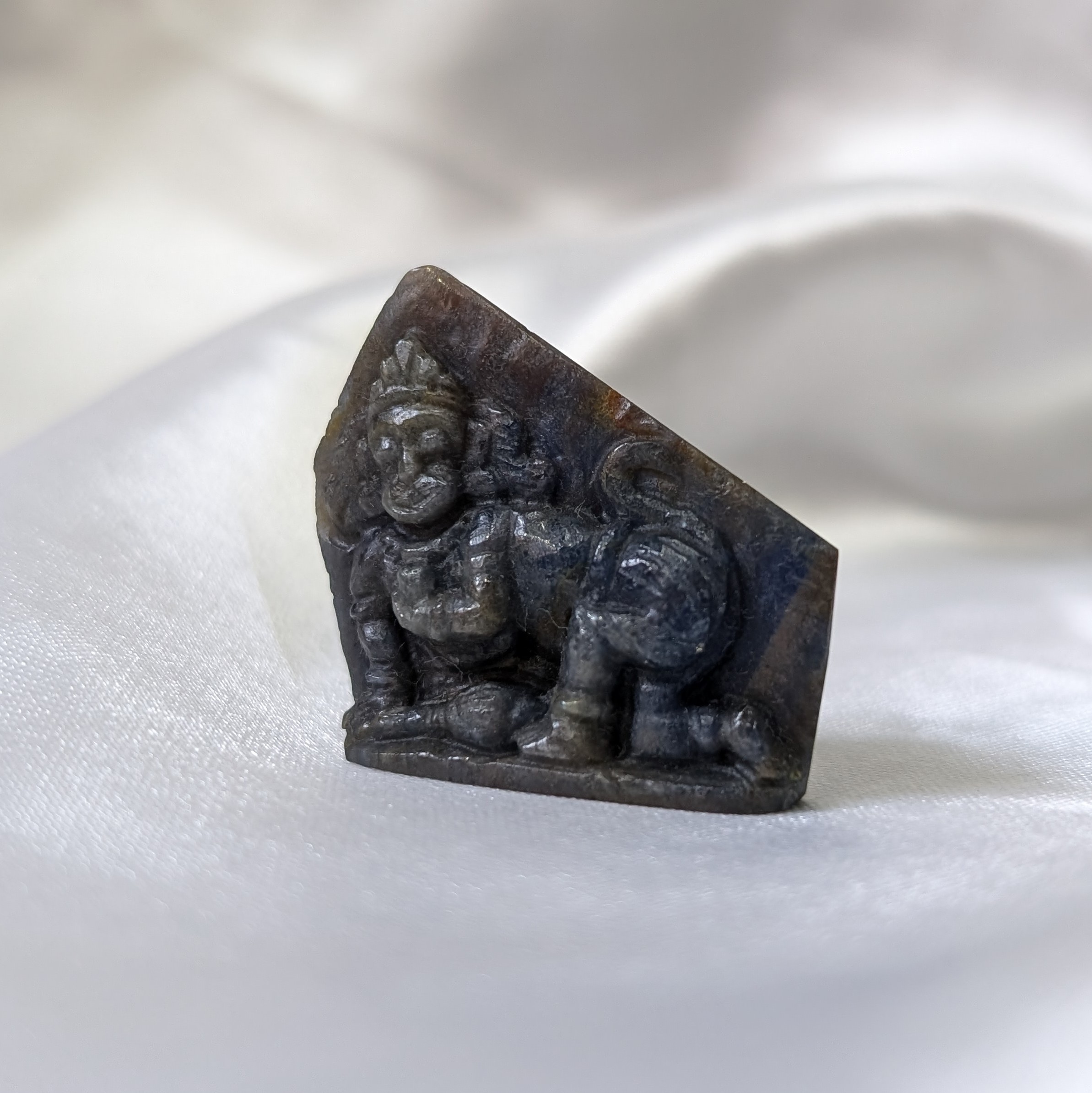 Original Blue Sapphire Hanuman Idol, Unheated Blue Sapphire, Lab Certified Sapphire Idol - Image 2