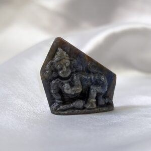 Original Blue Sapphire Hanuman Idol, Unheated Blue Sapphire, Lab Certified Sapphire Idol - Image 3