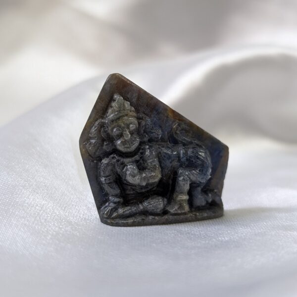 Original Blue Sapphire Hanuman Idol, Unheated Blue Sapphire, Lab Certified Sapphire Idol - Image 3
