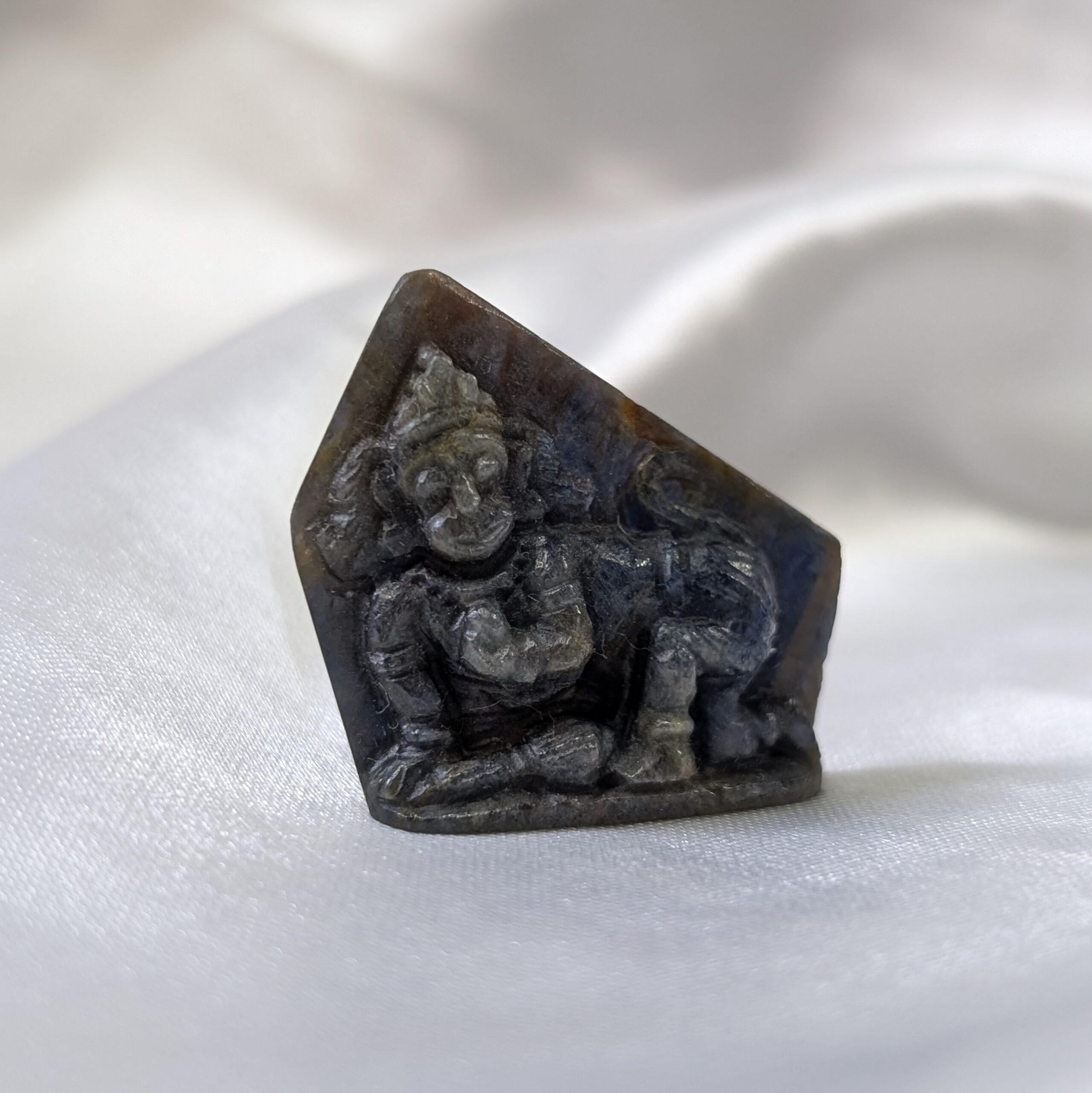 Original Blue Sapphire Hanuman Idol, Unheated Blue Sapphire, Lab Certified Sapphire Idol - Image 3