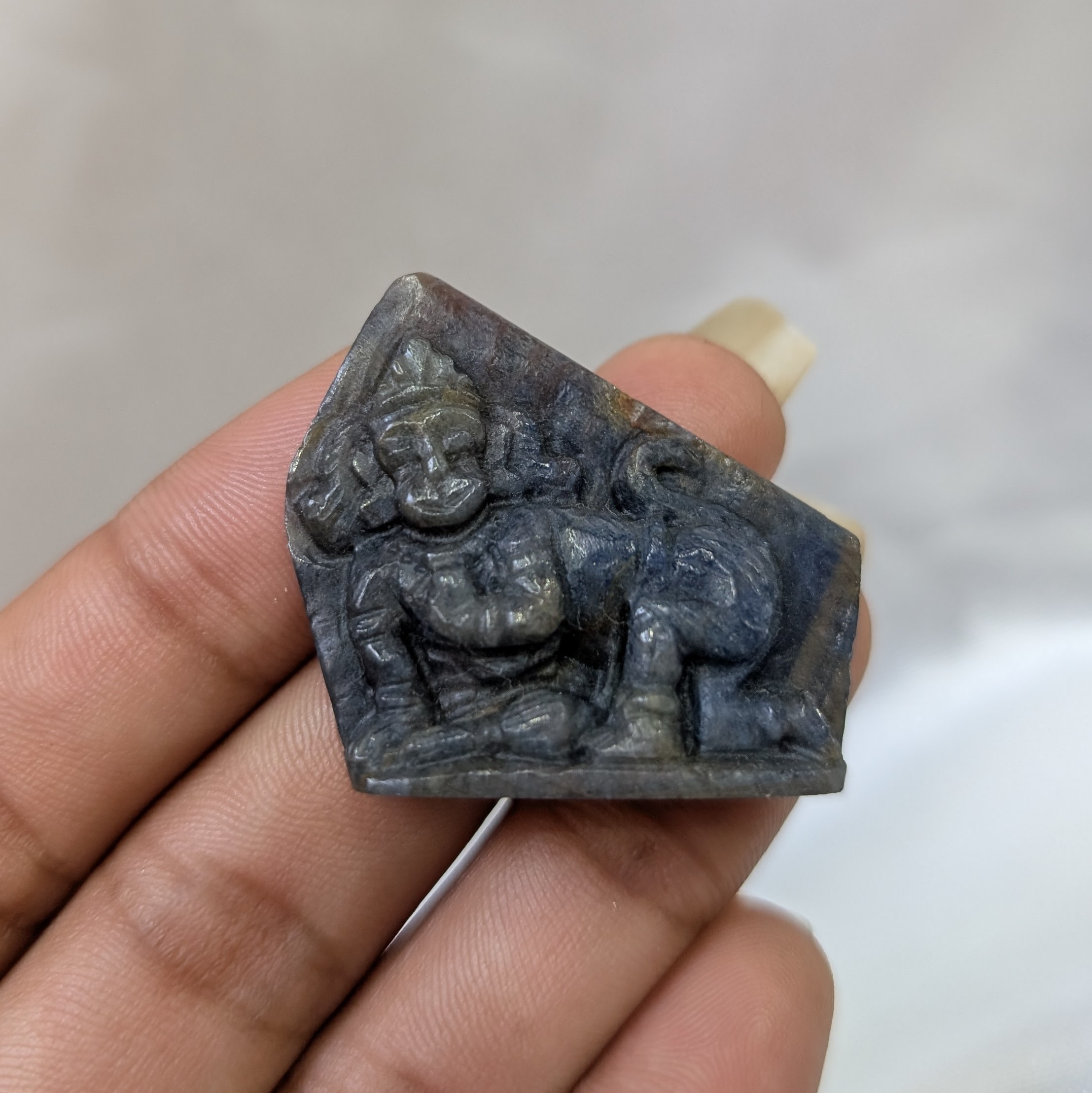 Original Blue Sapphire Hanuman Idol, Unheated Blue Sapphire, Lab Certified Sapphire Idol - Image 6