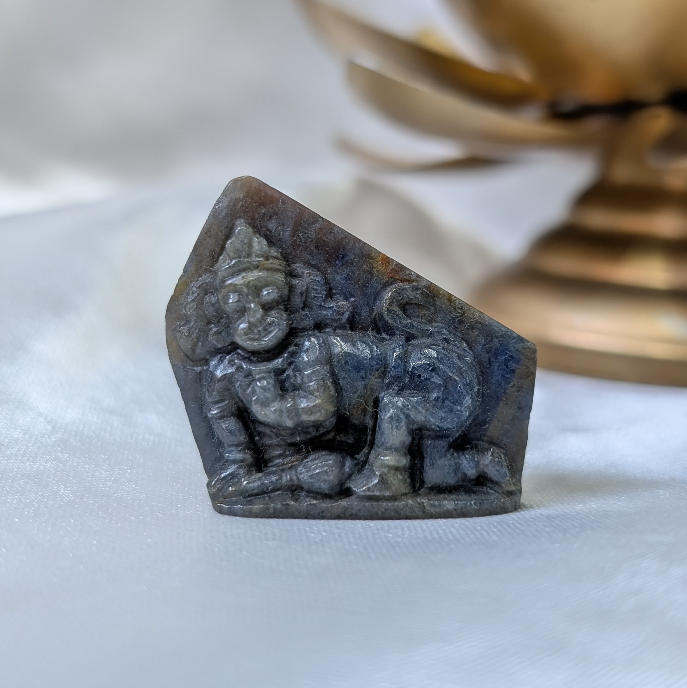 Original Blue Sapphire Hanuman Idol, Unheated Blue Sapphire, Lab Certified Sapphire Idol - Image 8