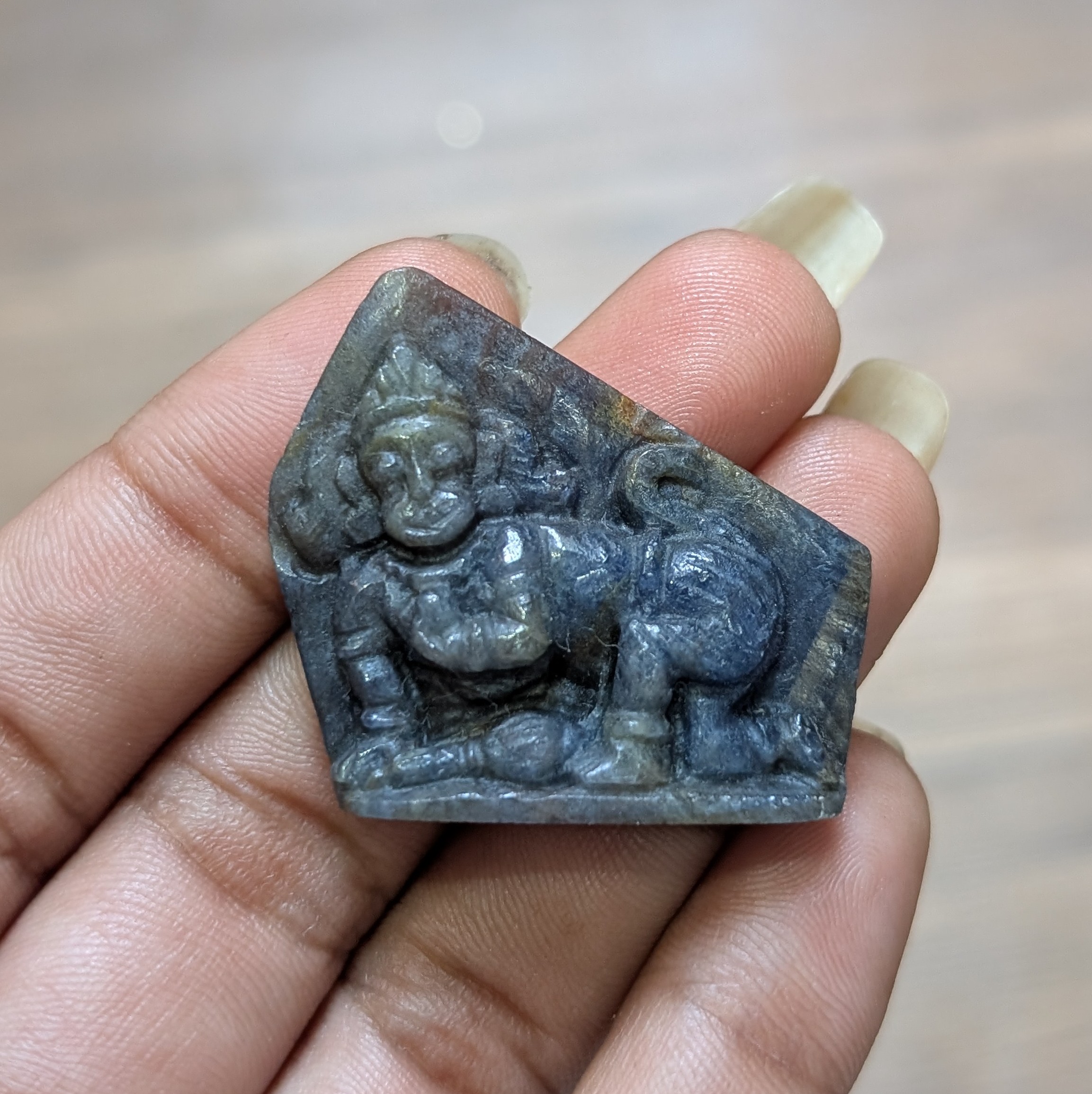 Original Blue Sapphire Hanuman Idol, Unheated Blue Sapphire, Lab Certified Sapphire Idol - Image 9