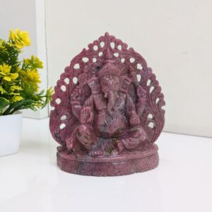 Ruby Zoisite Ganesha Idol: 6" Pink Lord Ganesha Statue