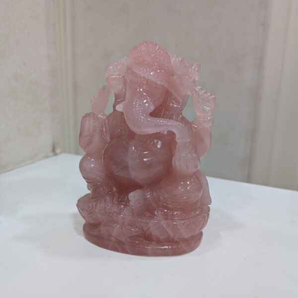 Rose Quartz stone Ganesha Statue for Spiritual Housewarming Festival Gift - Image 3