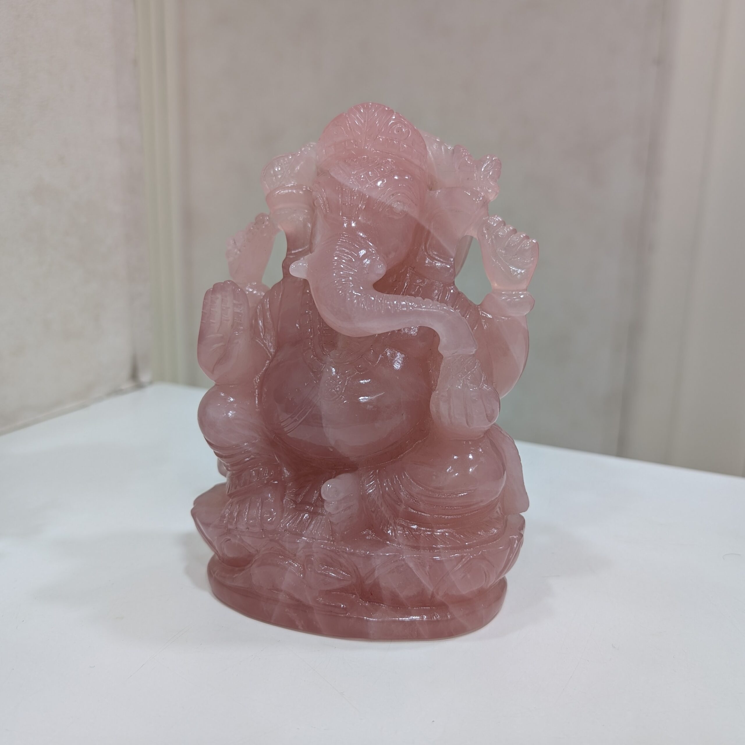 Rose Quartz stone Ganesha Statue for Spiritual Housewarming Festival Gift - Image 3