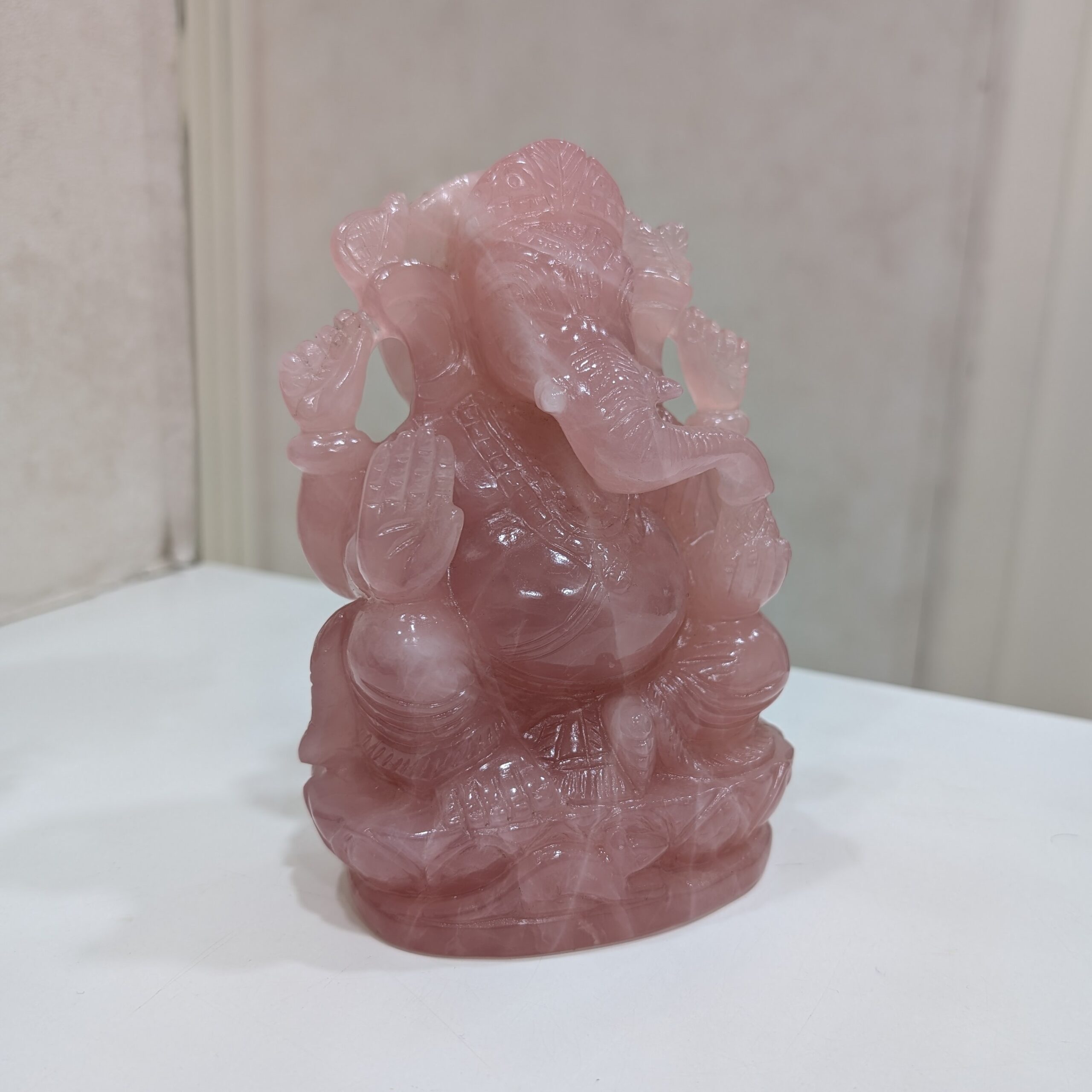 Rose Quartz stone Ganesha Statue for Spiritual Housewarming Festival Gift - Image 4