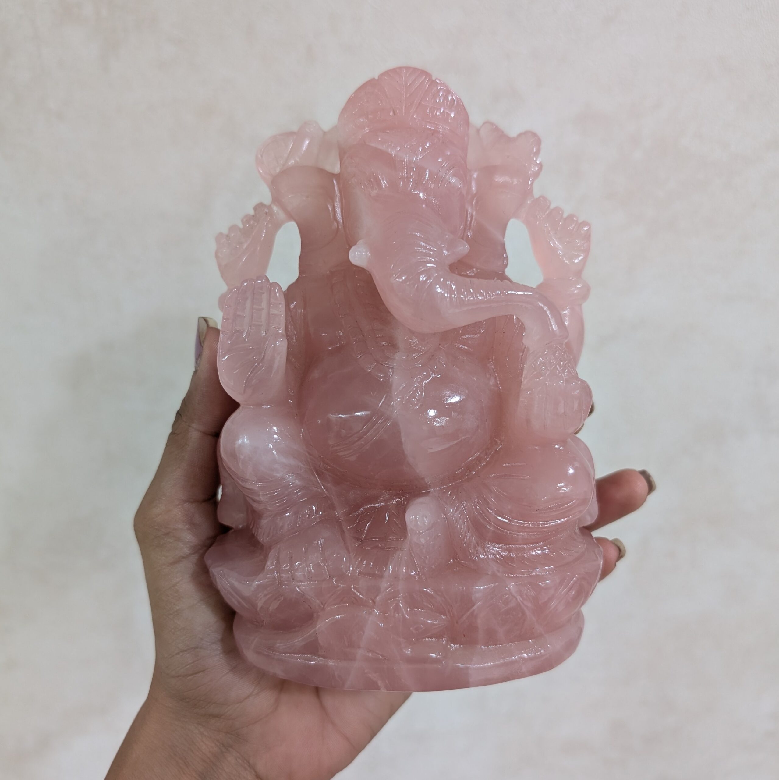 Rose Quartz stone Ganesha Statue for Spiritual Housewarming Festival Gift - Image 6