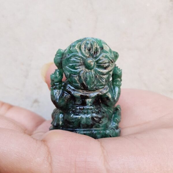 Emerald Ganesha Idol, Handcrafted Gemstone Emerald Ganesha Statue, Genuine Emerald Figurine Ganesha