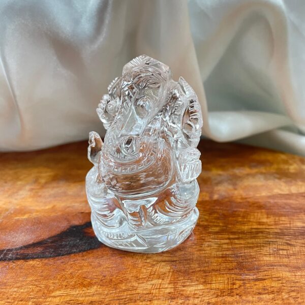 2.85" Crystal Ganesha Idol, Original Spatika Crystal Ganesha Statue - Image 2