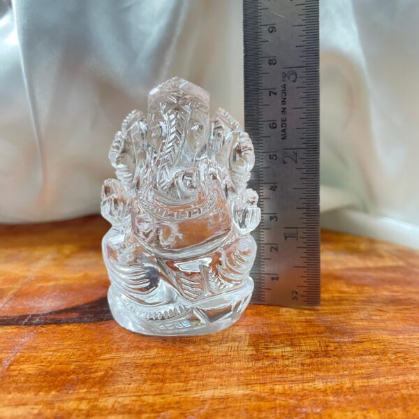 2.85" Crystal Ganesha Idol, Original Spatika Crystal Ganesha Statue - Image 5