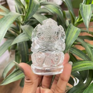 2.85" Crystal Ganesha Idol, Original Spatika Crystal Ganesha Statue - Image 8