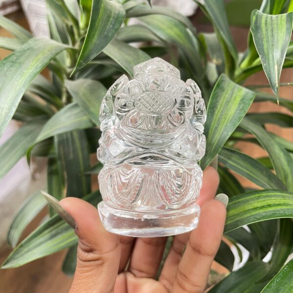 2.85" Crystal Ganesha Idol, Original Spatika Crystal Ganesha Statue - Image 8