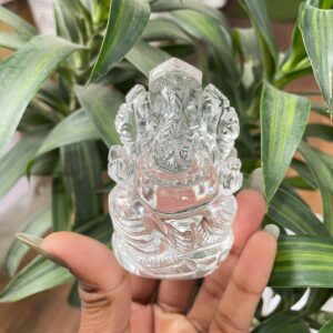 2.85" Crystal Ganesha Idol, Original Spatika Crystal Ganesha Statue - Image 9
