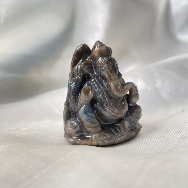 Blue Sapphire Ganesha Idol, 1.65" Natural Blue Sapphire Carved Ganesha Idol - Image 2