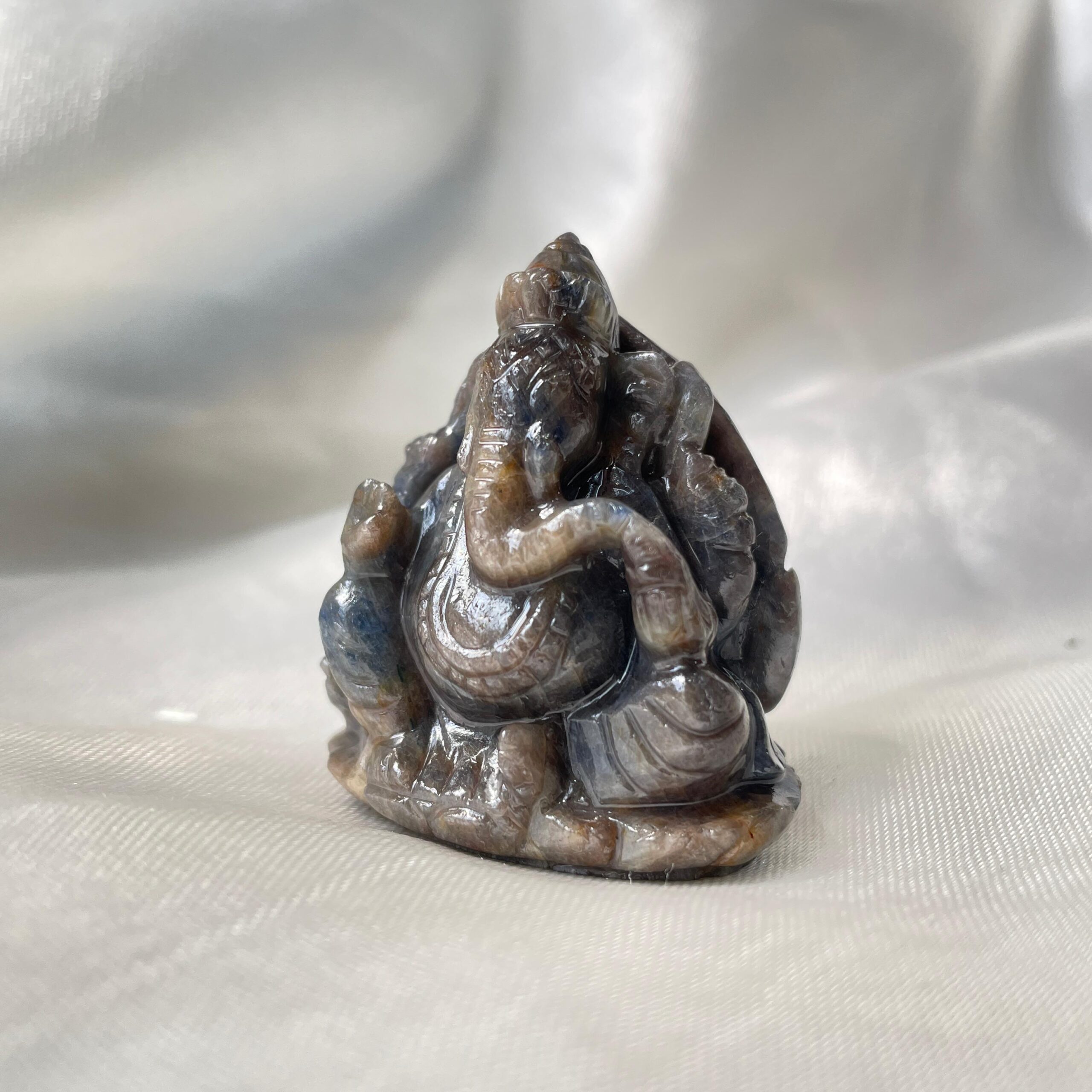 Blue Sapphire Ganesha Idol, 1.65" Natural Blue Sapphire Carved Ganesha Idol - Image 3