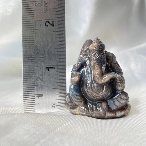 Blue Sapphire Ganesha Idol, 1.65" Natural Blue Sapphire Carved Ganesha Idol - Image 5