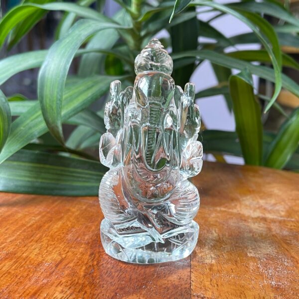 3" Natural Crystal Ganesha Statue, Hand-carved crystal Ganesha idol for positivity and divine energy perfect for your puja space