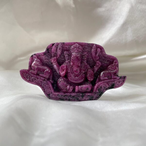Ruby Ganesh Idol, Exclusive Carved Red Ruby Gemstone Ganesha with GJEPC for Prayer Room