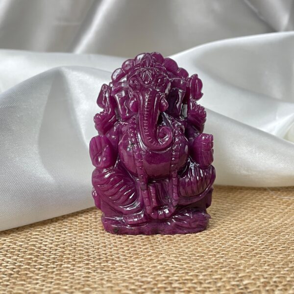 Natural Ruby Ganesha Statue IIGJ Certified Ruby Idol for Pooja Room Décor, Spiritual Hindu Gift