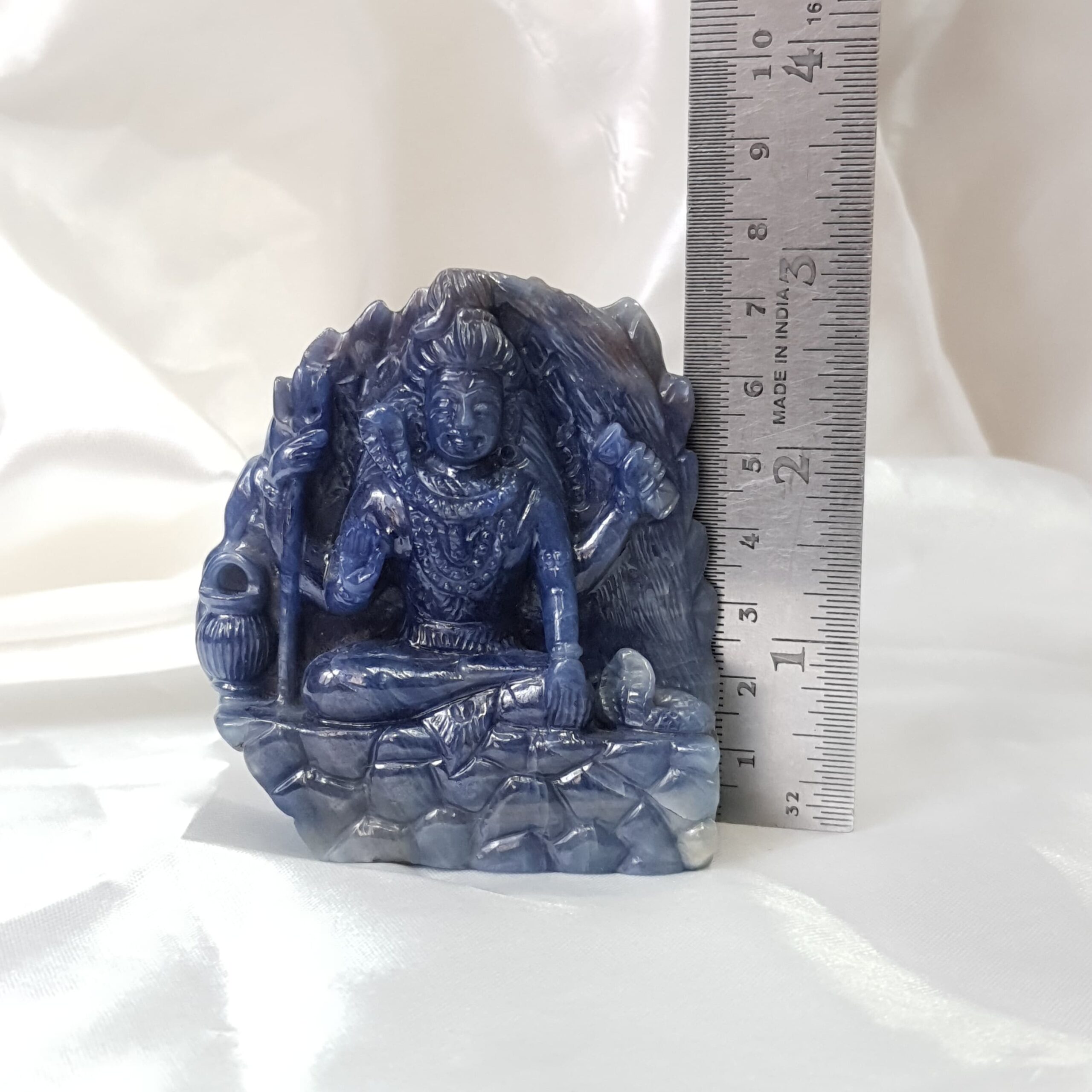 Original Blue sapphire Shiva statue IIGJ certified blue sapphire gemstone Shiva Idol - Image 5