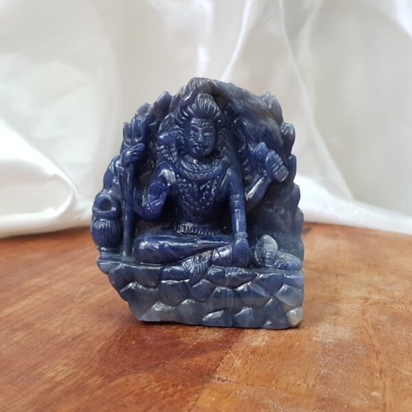 Original Blue sapphire Shiva statue IIGJ certified blue sapphire gemstone Shiva Idol - Image 8