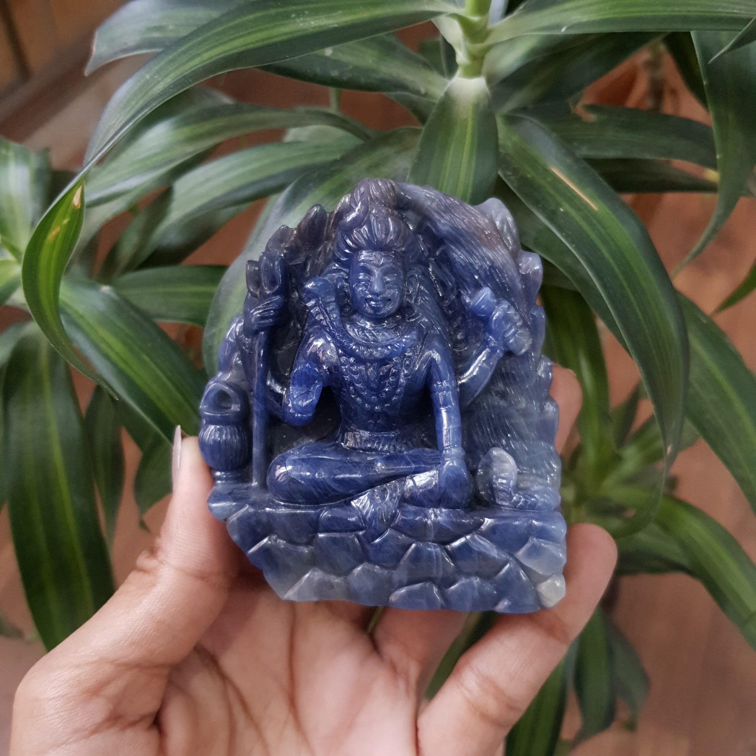 Original Blue sapphire Shiva statue IIGJ certified blue sapphire gemstone Shiva Idol - Image 7