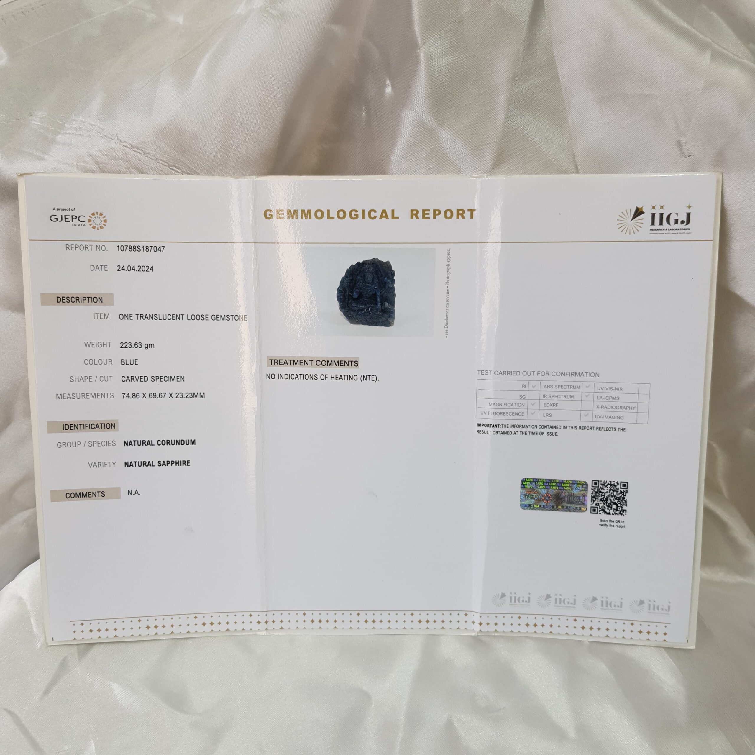Original Blue sapphire Shiva statue IIGJ certified blue sapphire gemstone Shiva Idol - Image 4